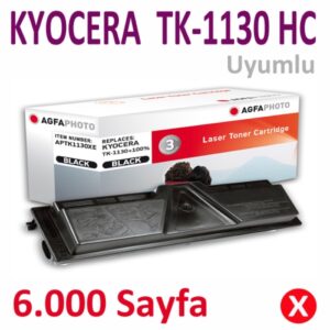 AGFAPHOTO APTK1130XE (351609-041034)  KYOCERA TK-1130 HC  6.000 Sayfa Siyah  YÜKSEK KAP.